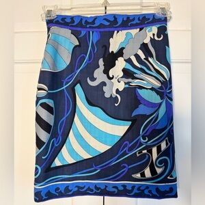 Like New!! Emilio Pucci Blue and Black Skirt with Retro Print 🤩 STUNNING 🤩